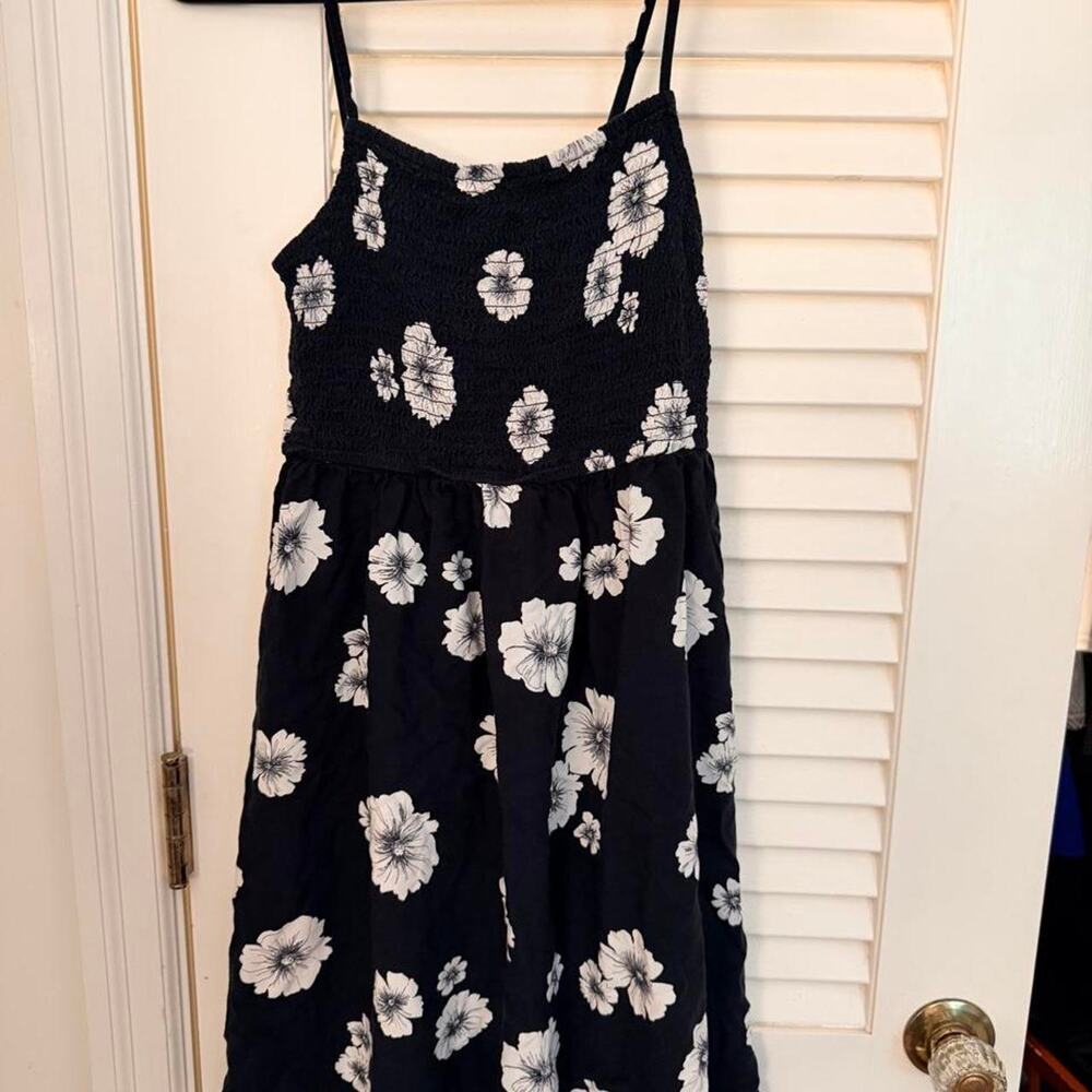 So black floral mini dress Y2K